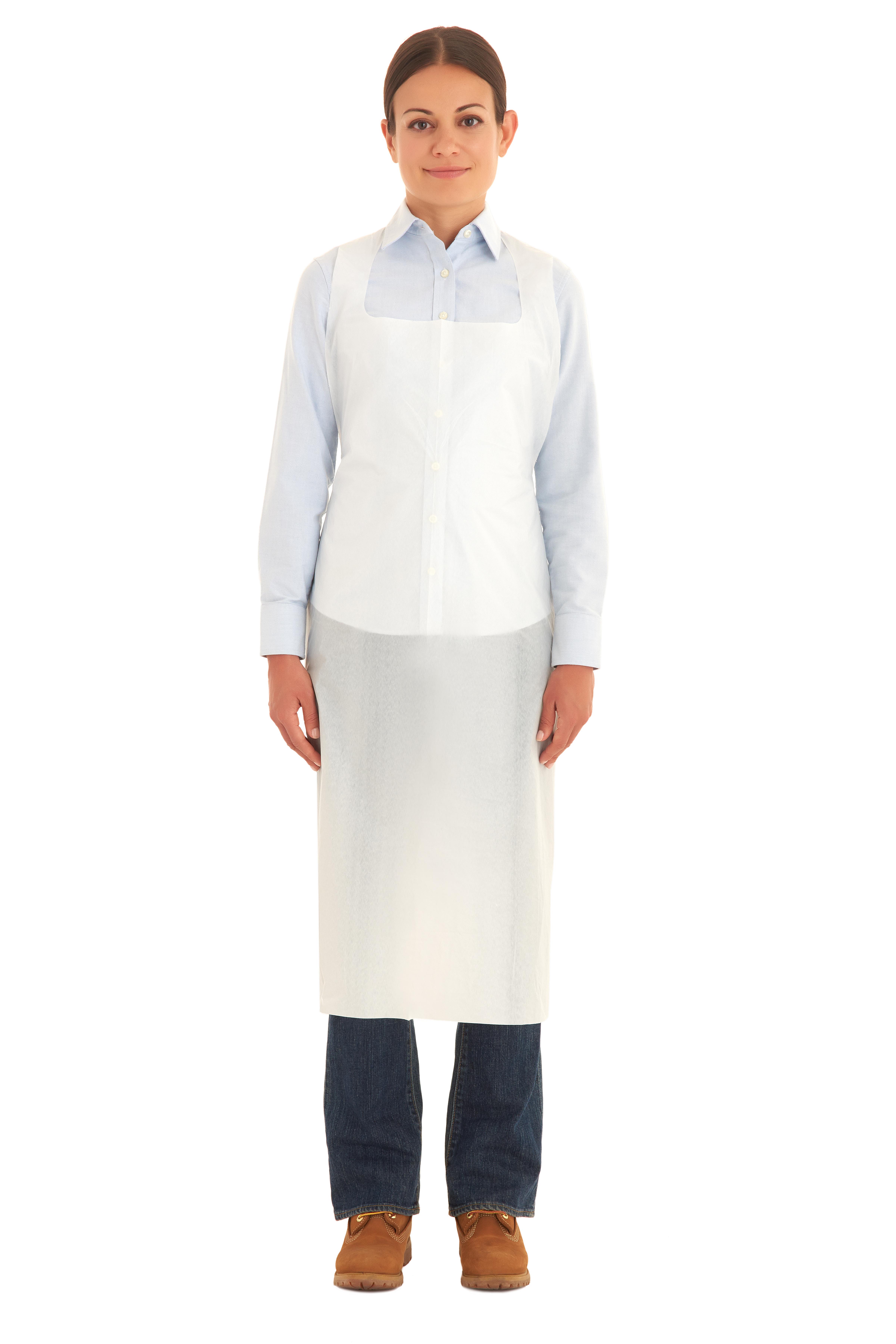 1.5 MIL WHITE SMOOTH POLY APRON 28 X 46 - Tagged Gloves